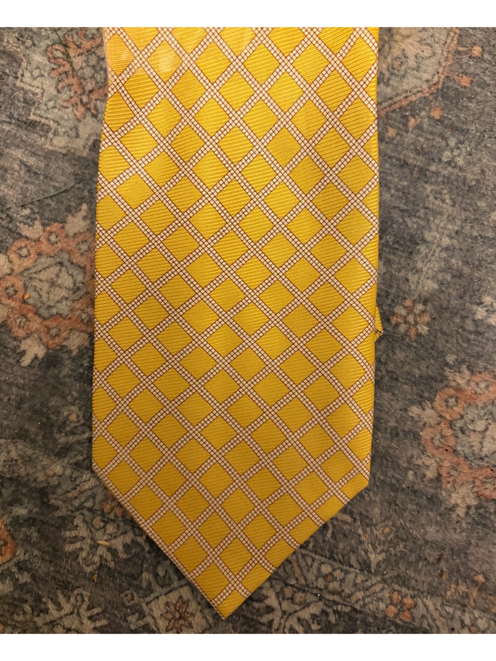 Silks Tie Bijoux Terner Yellow Geometric Lattice